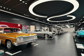 design your car dealership interior project, 3d car showroom, 3d vehicle garage