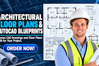 draw architectural floor plans, blueprints, elevation and drawing in autocad