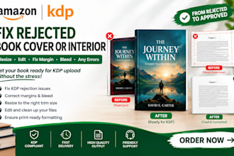 fix rejected book cover or interior, resize, edit, fix margin, bleed, any errors