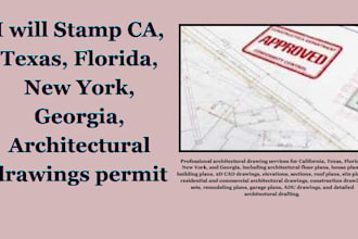 stamp ca, texas, florida, new york, georgia, architectural drawings permit