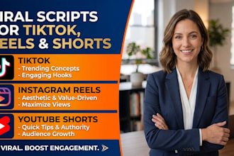 write viral tiktok script, instagram reels, and youtube shorts scripts
