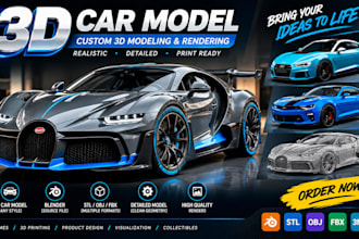 create a game ready 3d car model for unreal engine and unity