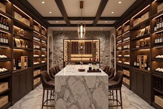 design 3d wine cellar room, 3d bar, lounge for commercial or residential project