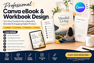 redesign workbook design, canva ebook design kdp journal and planner design