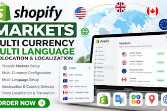 setup shopify markets multi currency language geolocation and localization