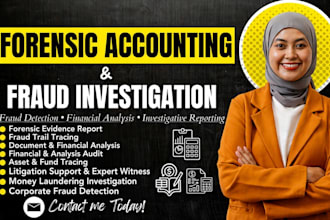 investigate financial fraud, trace assets and perform forensic accounting
