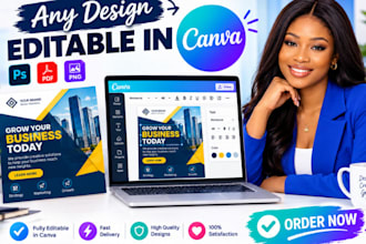 convert PSD, PDF or png design to editable canva template
