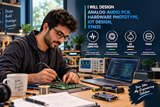 design analog audio pcb, hardware prototype, iot and stm32