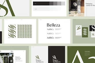 design logo, branding kit with full brand identity and brand style guides