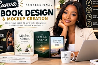 design canva coaching ebook, self help wellness ebook, etsy mockup, fitness book