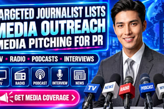 build targeted journalist lists, media outreach and media pitching for PR