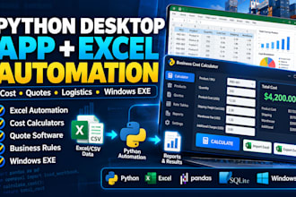 build custom python desktop app excel automation logistics quote cost calculator