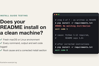 test your install guide in a clean environment and fix your readme