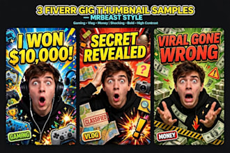 design 3 eye catching thumbnails