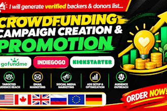 do gofundme, kickstarter or indiegogo promotion to active donors and backers