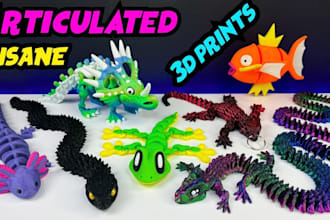 create custom 3d articulated model, flexi toy, 3d printable toy model, figurine