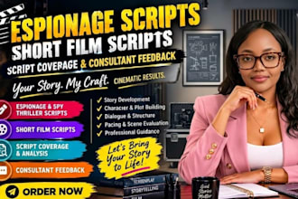 espionage scripts, short film scripts, script coverage and consultant feedback