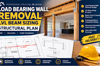 design load bearing wall removal lvl  beam sizing structural plan