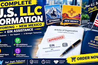 register new mexico llc, wyoming llc and obtain ein for US and non US resident