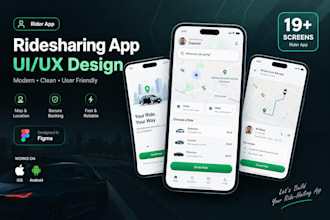 design a complete ridesharing app for rider driver and admin