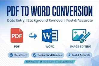 convert PDF to word, data entry background removal