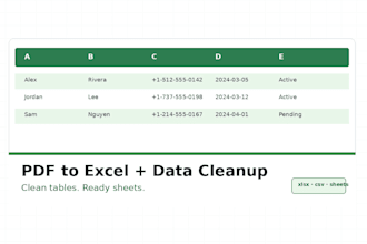 convert PDF to excel, extract PDF tables, and clean messy data