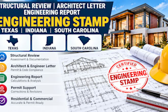 structural review architect letter and engineering report stamp texas indiana sc