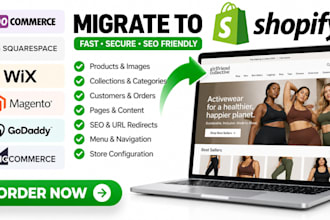 migrate woocommerce godaddy wix squarespace magento to shopify SEO siteground