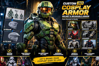design custom 3d cosplay armor, helmet and wearable armor