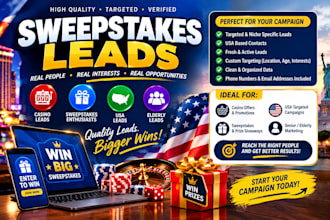 give premium sweeps leads, mega million leads, gambler leads, usa leads,uk leads