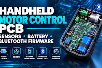 design handheld motor control pcb, sensors, battery and bluetooth firmware