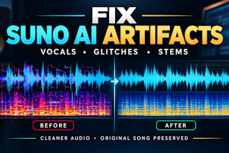 repair suno ai vocals, glitches, artifacts and stem issues,suno ai music