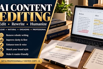 edit, rewrite and humanize ai content, chatgpt content, ai text and proofreading