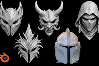 create wearable 3d mask 3d helmet 3d cosplay armor custom printable 3d mask stl