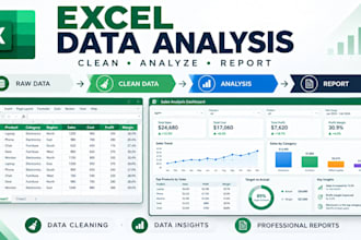 do excel data analysis, data cleaning and professional reporting