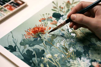 draw hand painted watercolor flower