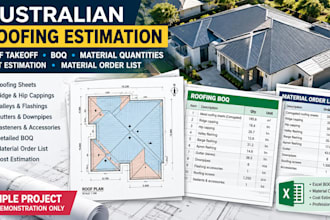 prepare australian roofing takeoffs, boqs and cost estimates