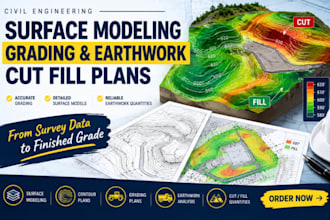 civil engineering, surface modeling, grading, earthwork and cut fill plans