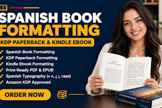 do spanish book formatting, kdp paperback and spanish kindle ebook formatting