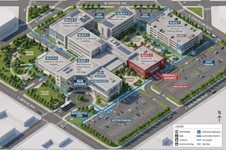 design wayfinding maps, facility maps, visitor and directional layouts