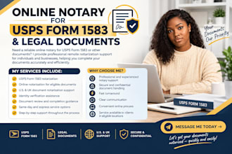 do US UK online notary notorize legal documents usps form 1583 notary public