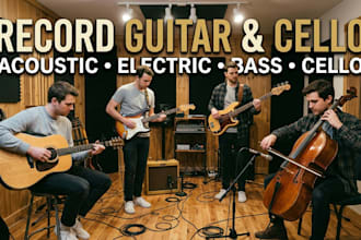 record acoustic guitar, electric guitar, bass guitar, cello for your song