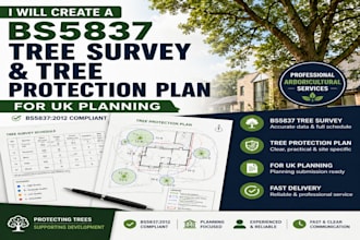 create a bs5837 tree survey and tree protection plan for UK planning