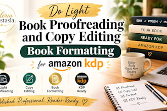 light book proofreading and copy editing book formatting for amazon KDP