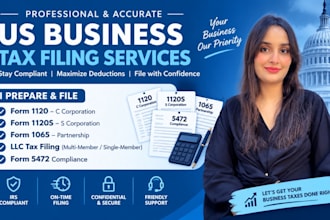 prepare US business tax returns 1120 1120s and 1065 for llc