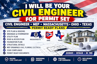 civil engineer for permit set civil engineer mep massachusetts ohio texas permit