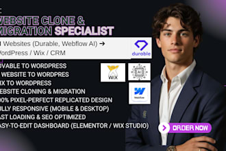 clone, transfer, migrate, ai website durable ai webflow ai to wix wordpress crm