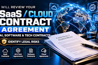 review saas cloud contract agreement, ai software tech contract for legal risks