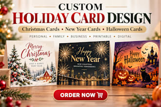 christmas card, custom christmas card, holiday card, christmas and new year card