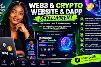 build web3 website crypto presale dapp smart contract ico landing page nft 3d